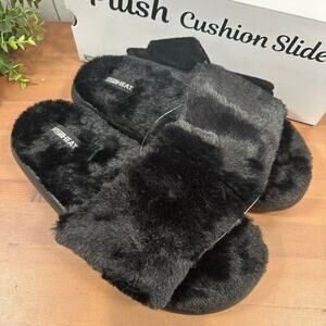 32 Degrees Heat Women's Plush Faux Fur Cushion Slide Sandals Size XL (11-12)